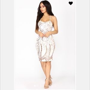 Fashion nova “Horoscope Sequin Dress”-Ivory